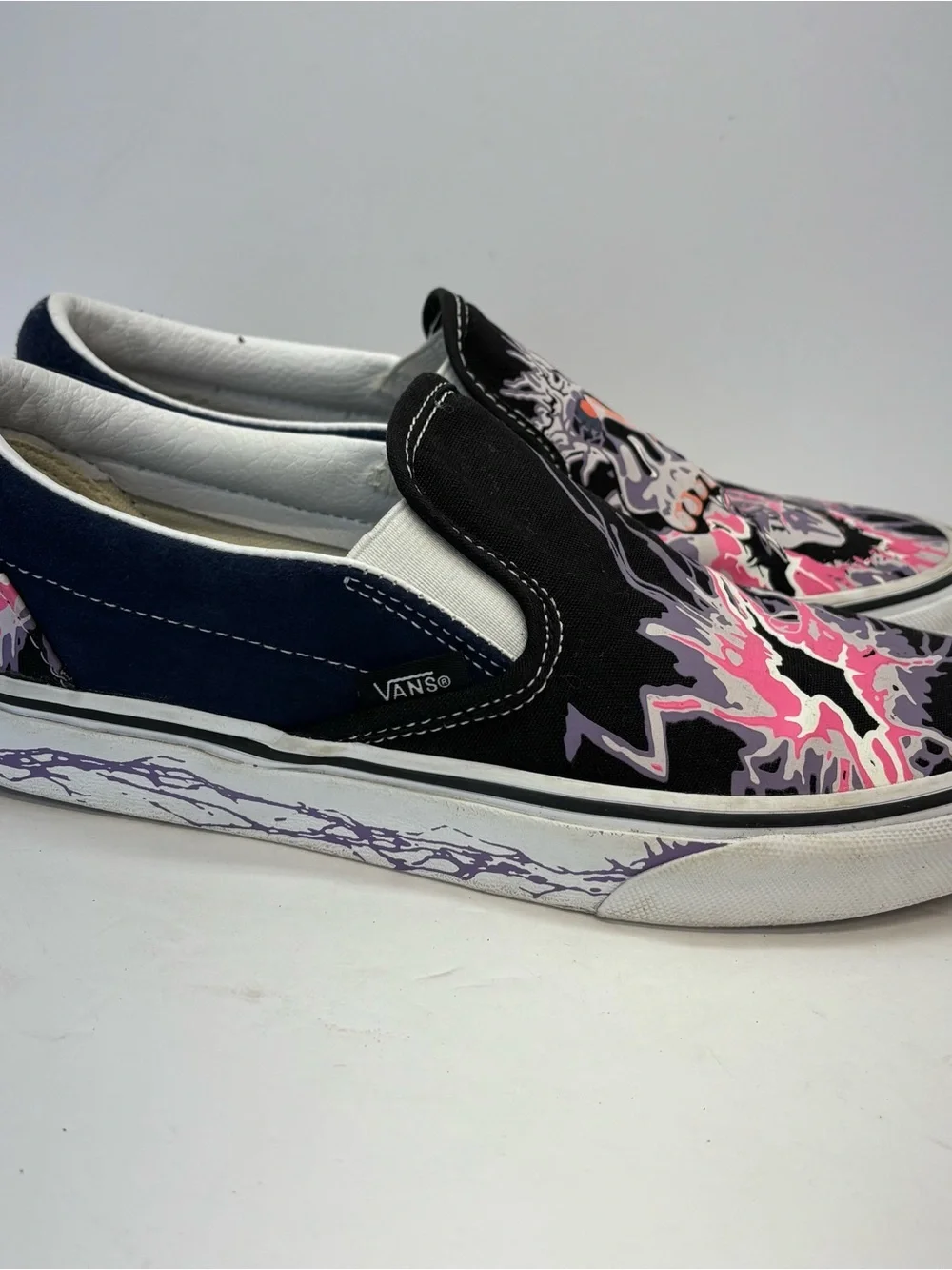 Vans Zap Skull Classic Slip On Glow In Dark Sneakers Shoes Black Men 6/W 7.5